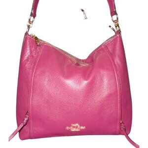 Coach 2019 Refined pebble Leather Marlon Hobo Zipper Accents handbag in Pink